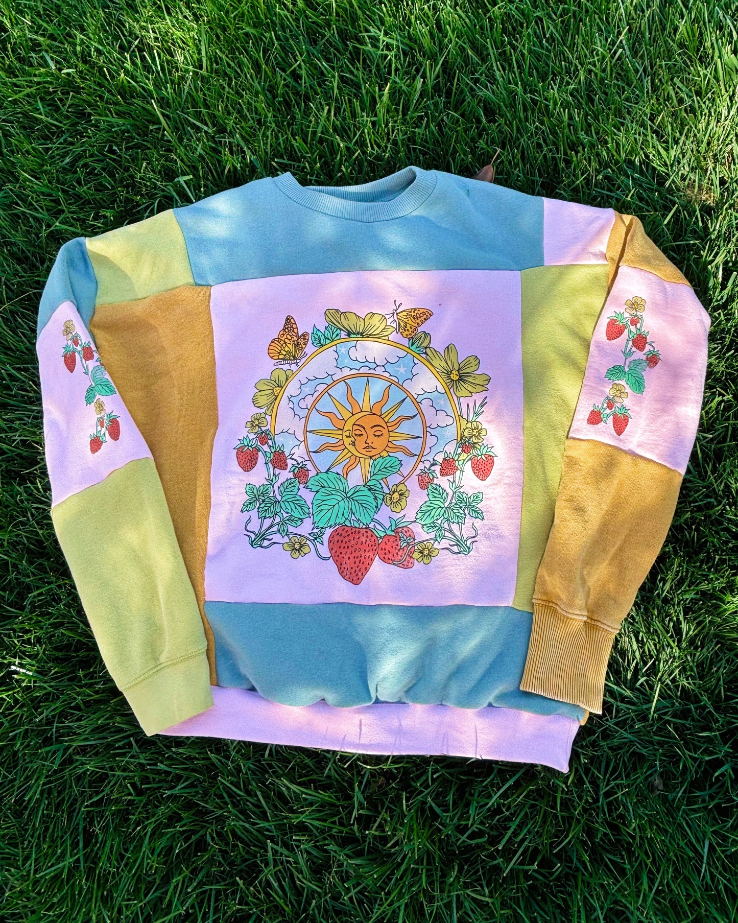 Strawberry Fields Forever Patchwork Crewneck