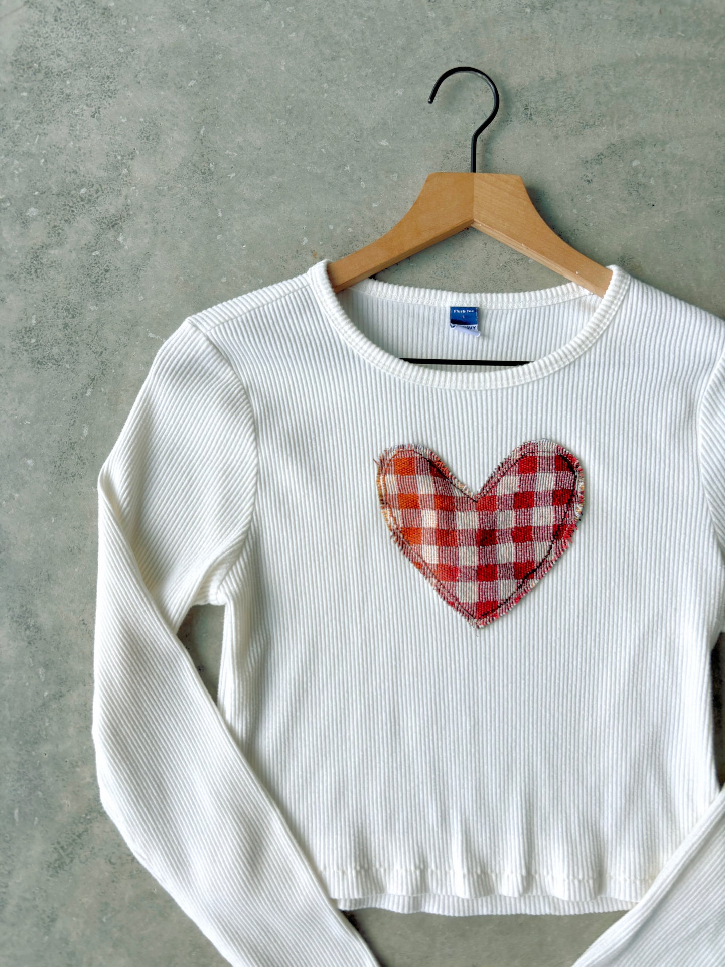 Upcycled Heart Long Sleeve Top