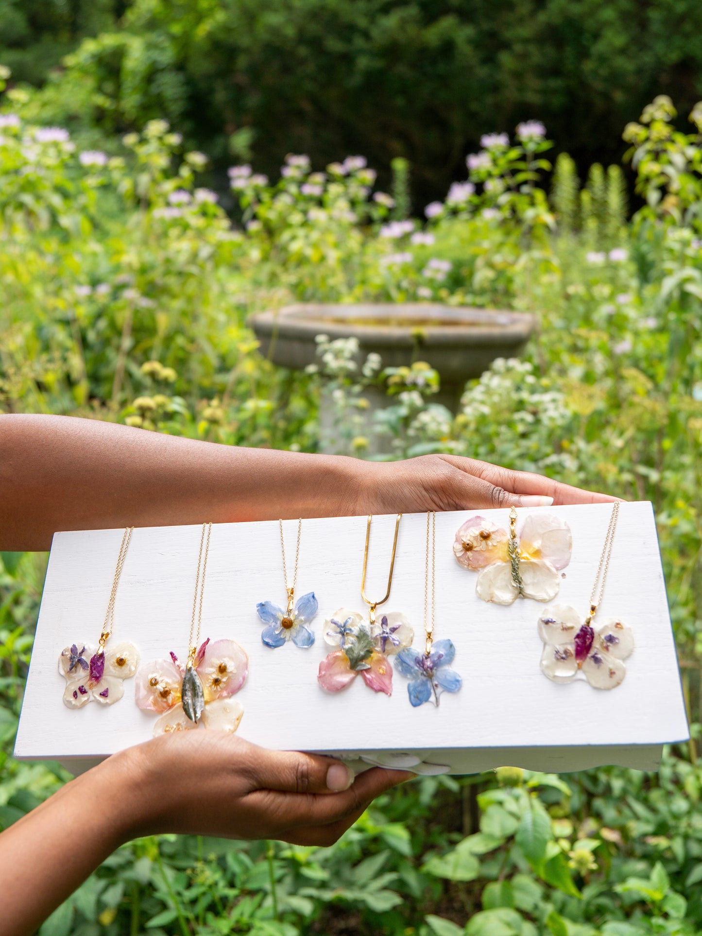 Preserved Flower Butterfly Necklace