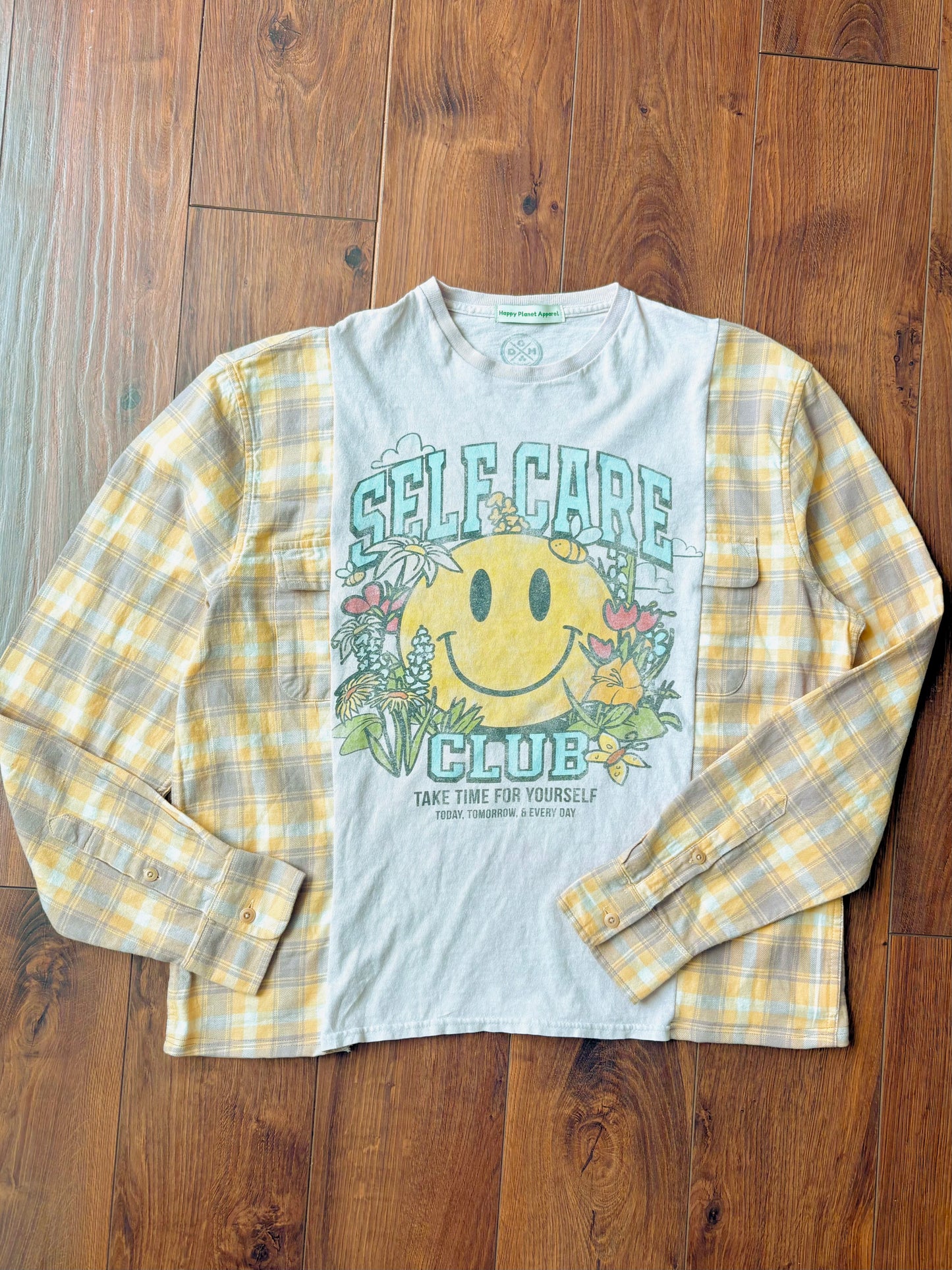 One-of-a-Kind Upcycled Smiley Flannel Tee