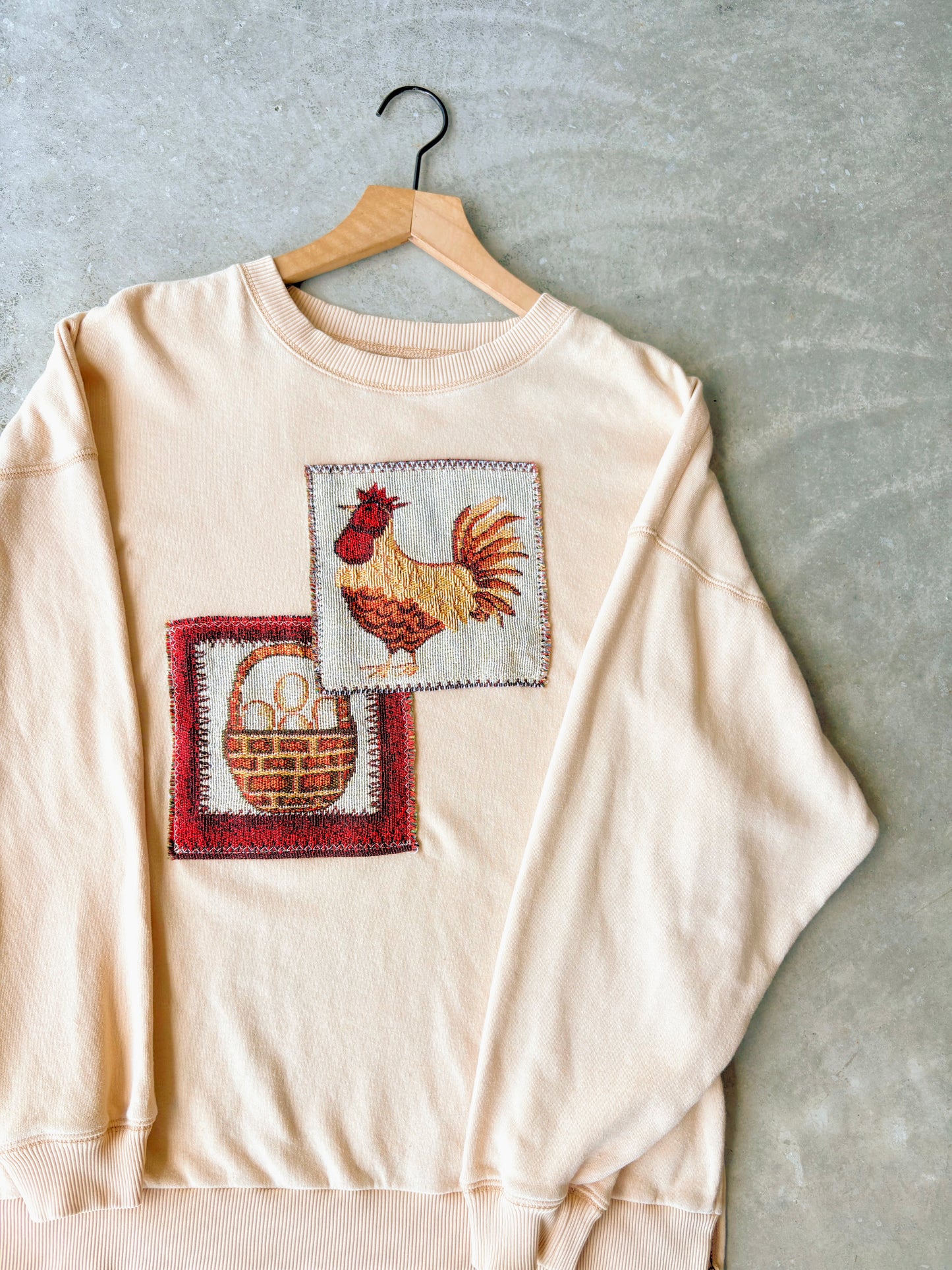 Upcycled Chicken & Eggs Crewneck