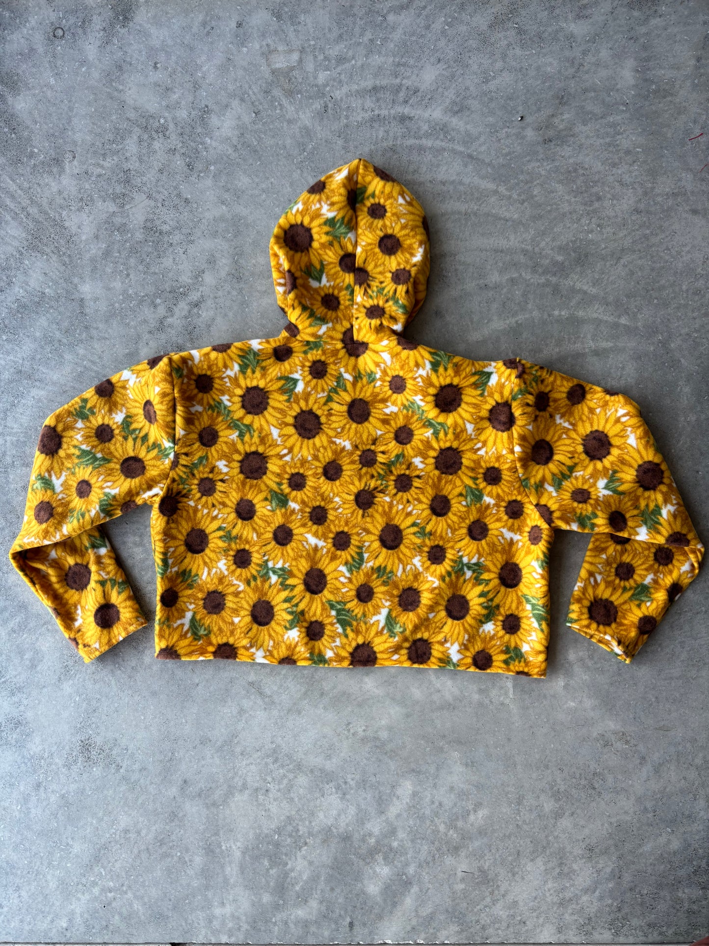 Upcycled Sunflower Blanket Cropped Hoodie