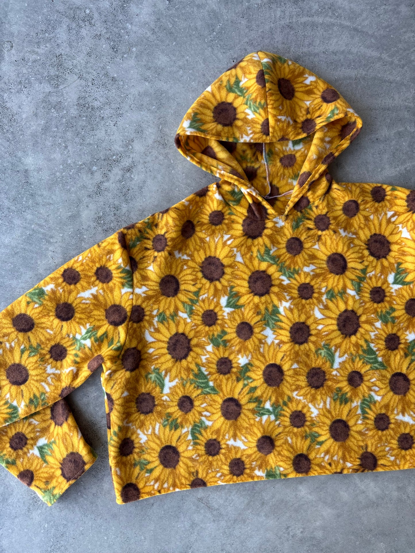 Upcycled Sunflower Blanket Cropped Hoodie