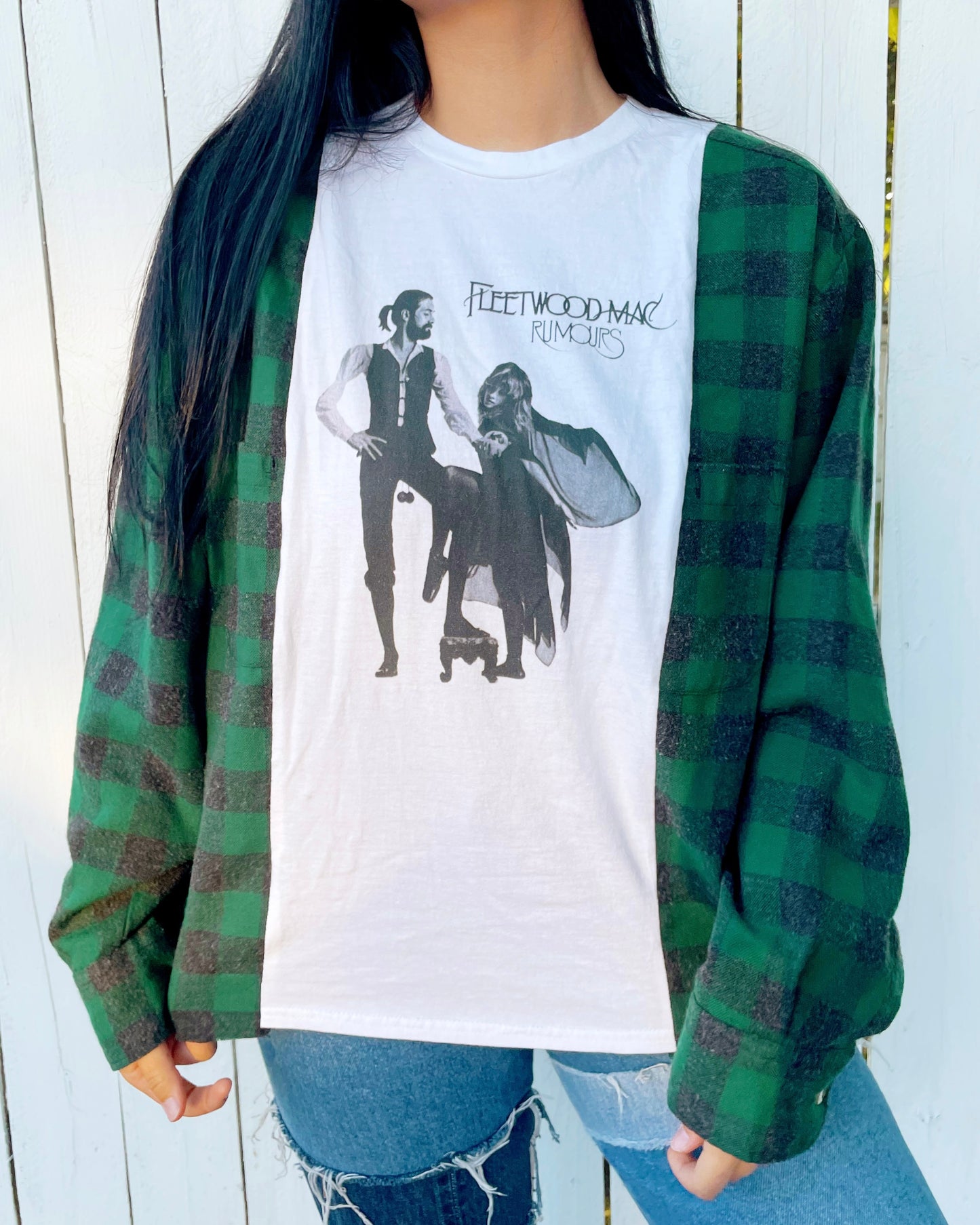 Fleetwood Mac Upcycled Flannel Tee