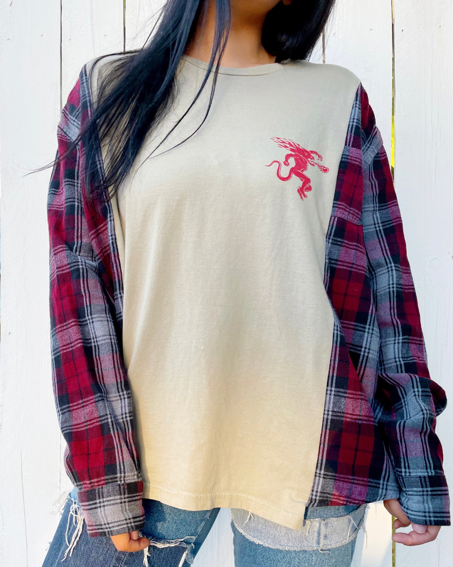 Fireball Upcycled Flannel Tee