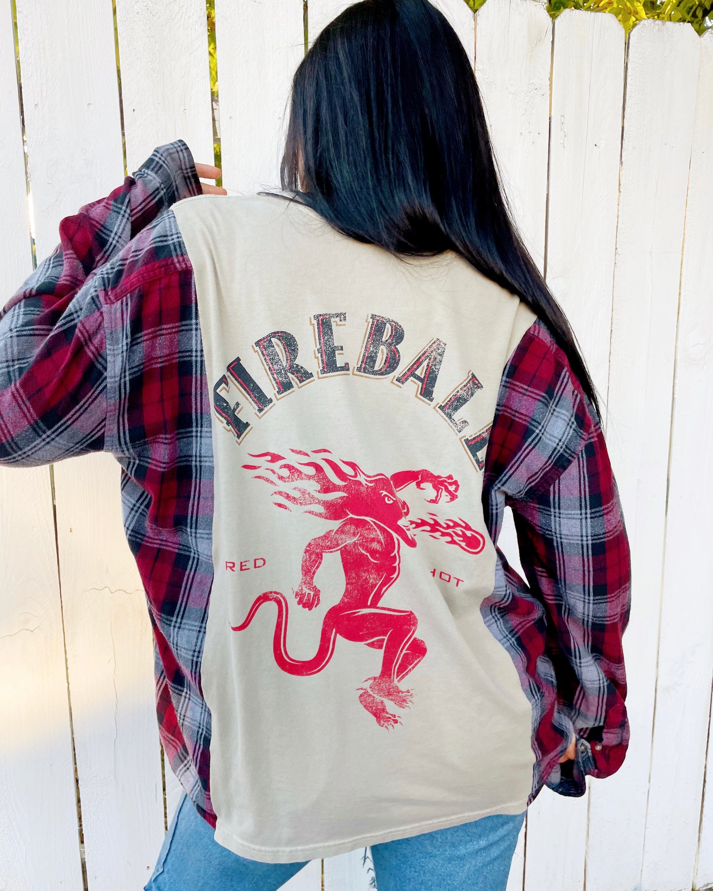 Fireball Upcycled Flannel Tee