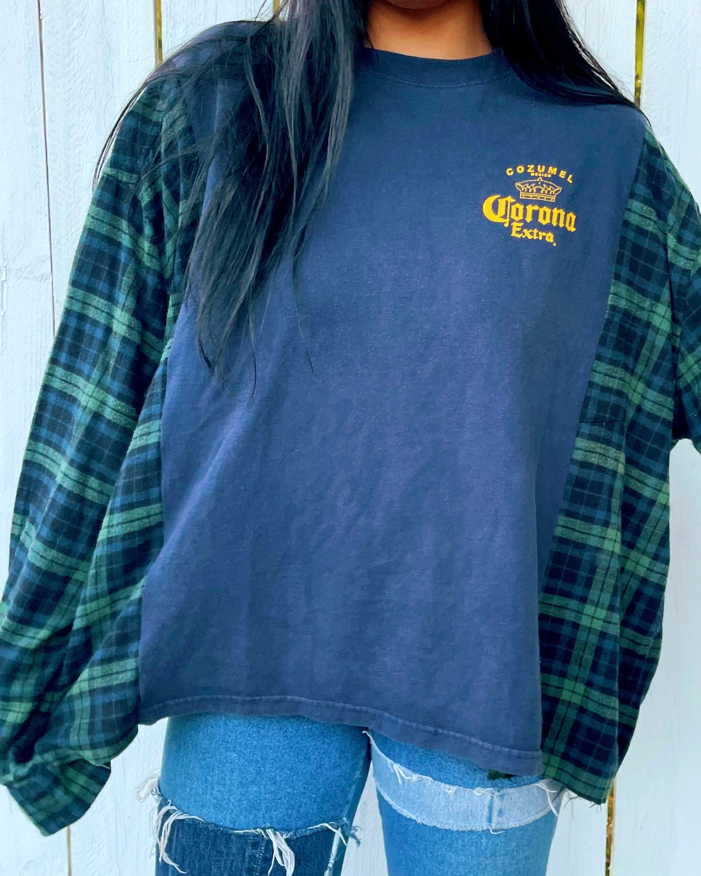 Corona Extra Upcycled Flannel Tee