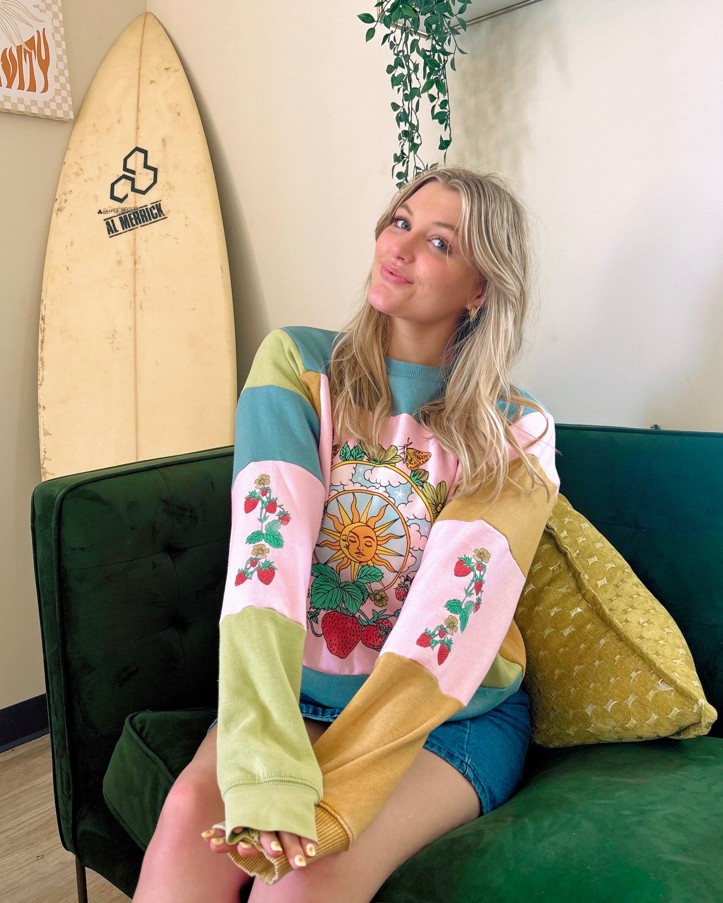 Strawberry Fields Forever Patchwork Crewneck