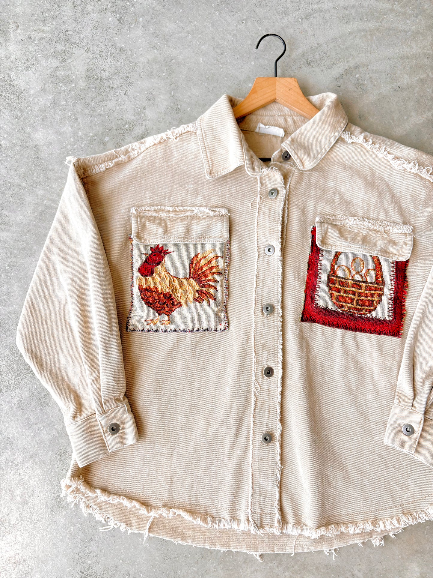 Upcycled Chicken & Eggs Jacket