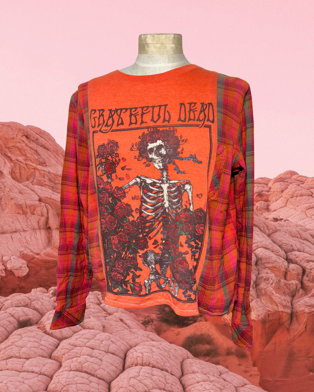 Grateful Dead Upcycled Flannel Tee