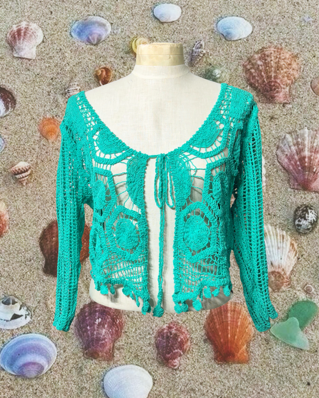 Turquoise Crochet Cardigan