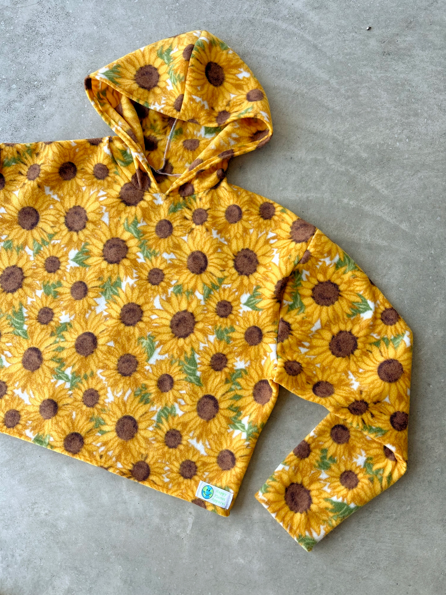 Upcycled Sunflower Blanket Cropped Hoodie