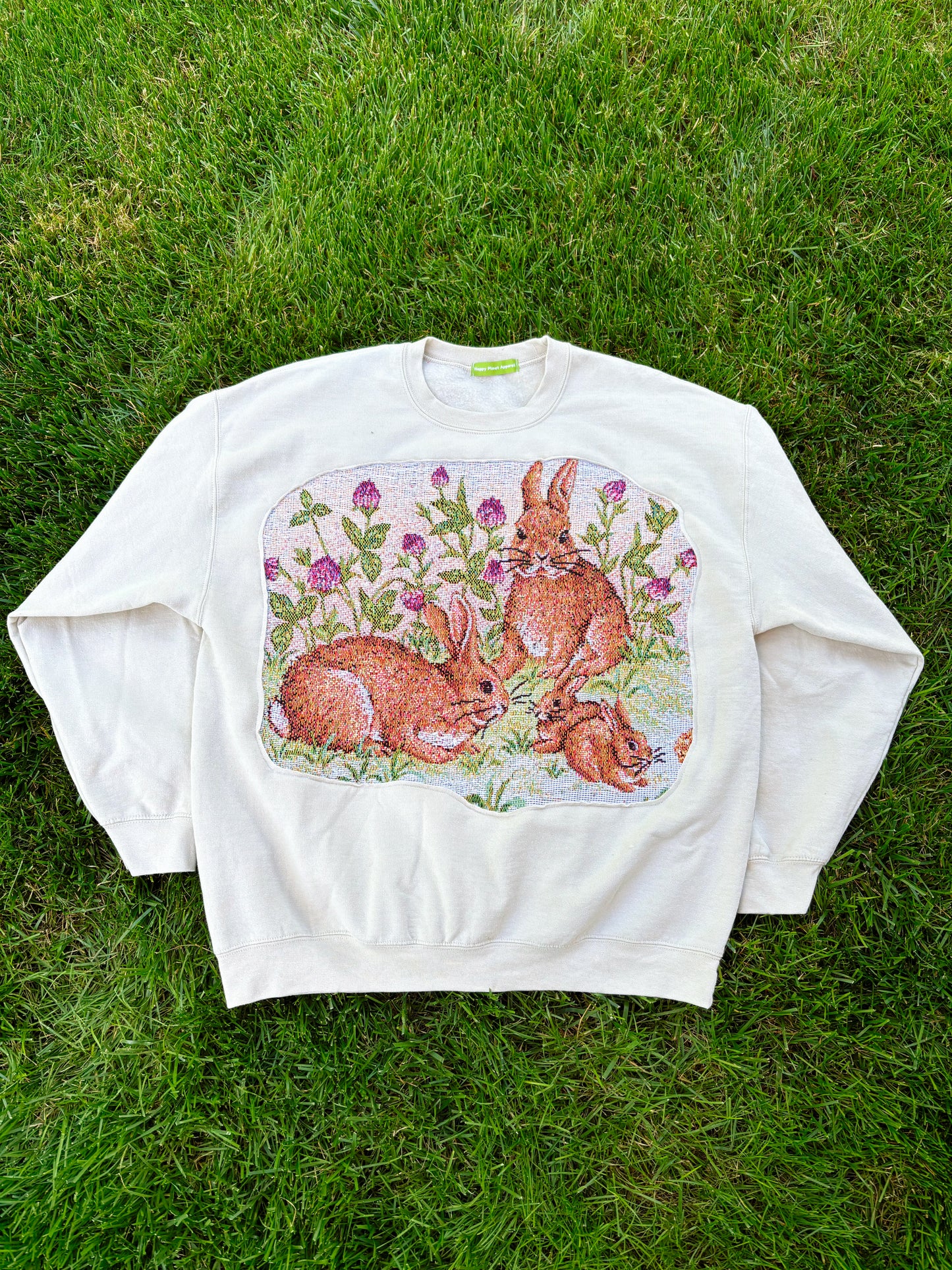Upcycled Bunny Crewneck 💐🐇
