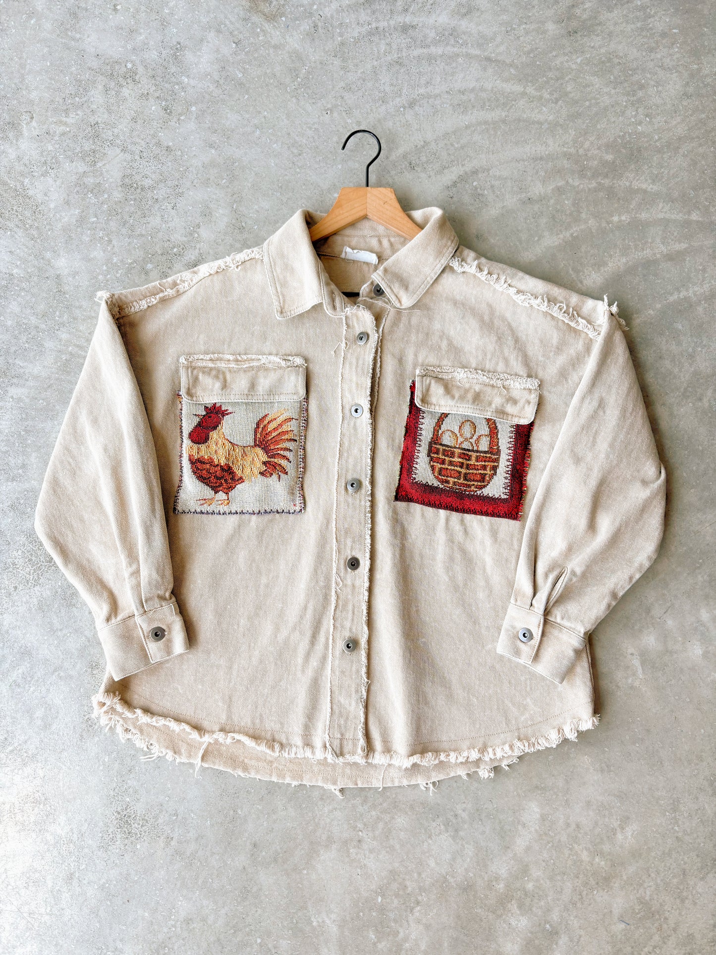 Upcycled Chicken & Eggs Jacket