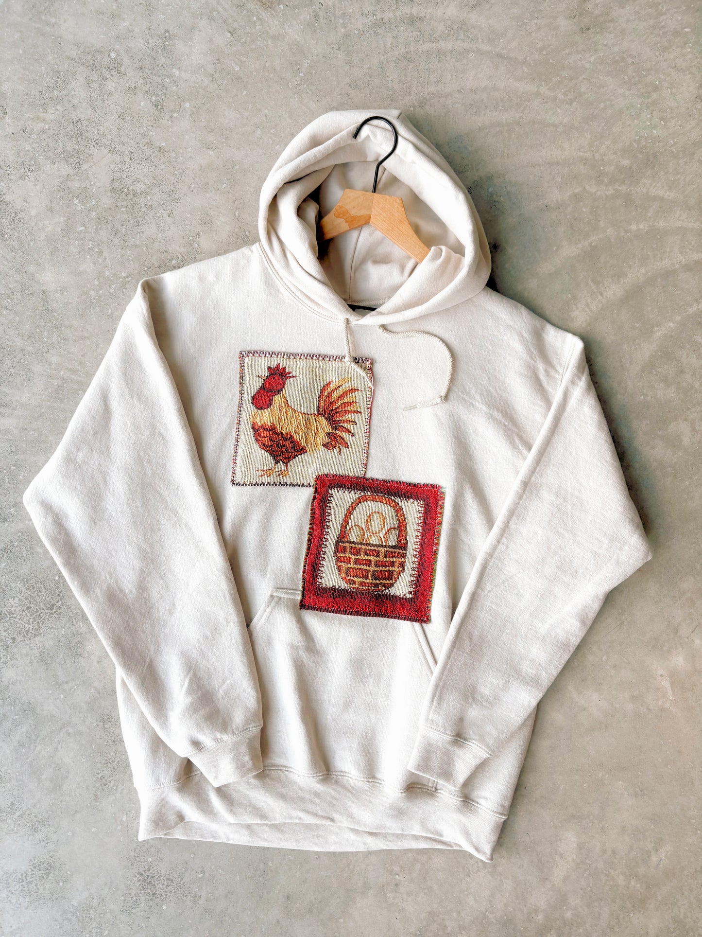 Upcycled Chicken & Eggs Hoodie