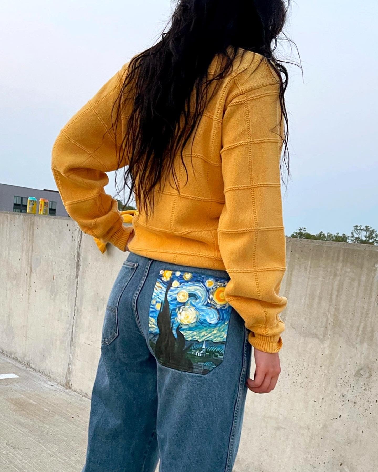 Van Gogh Starry Night Painted Jeans