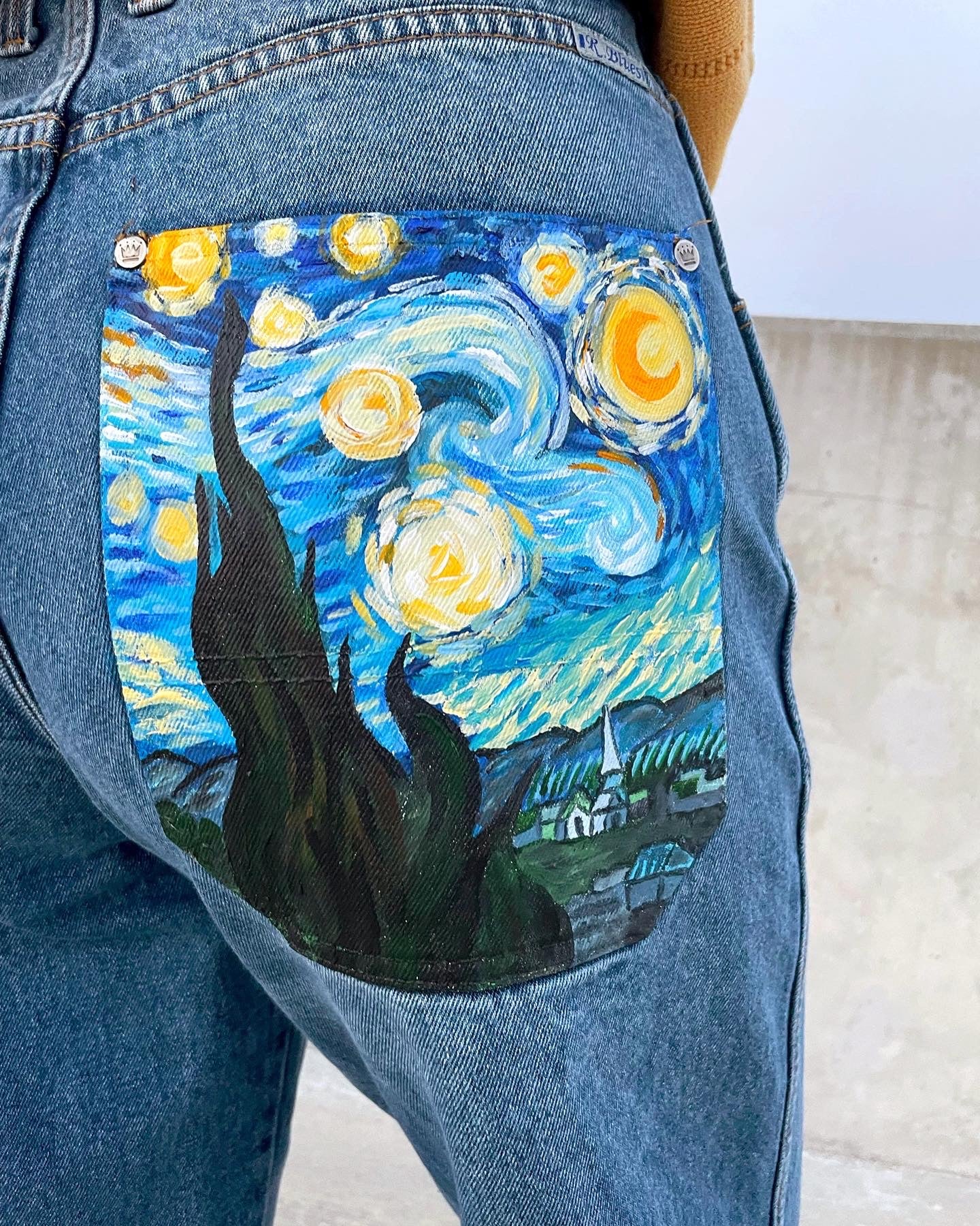 Van Gogh Starry Night Painted Jeans