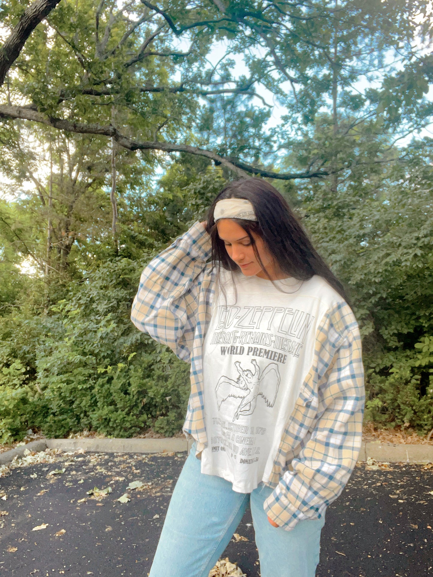 Led Zeppelin Flannel Tee Upcycle