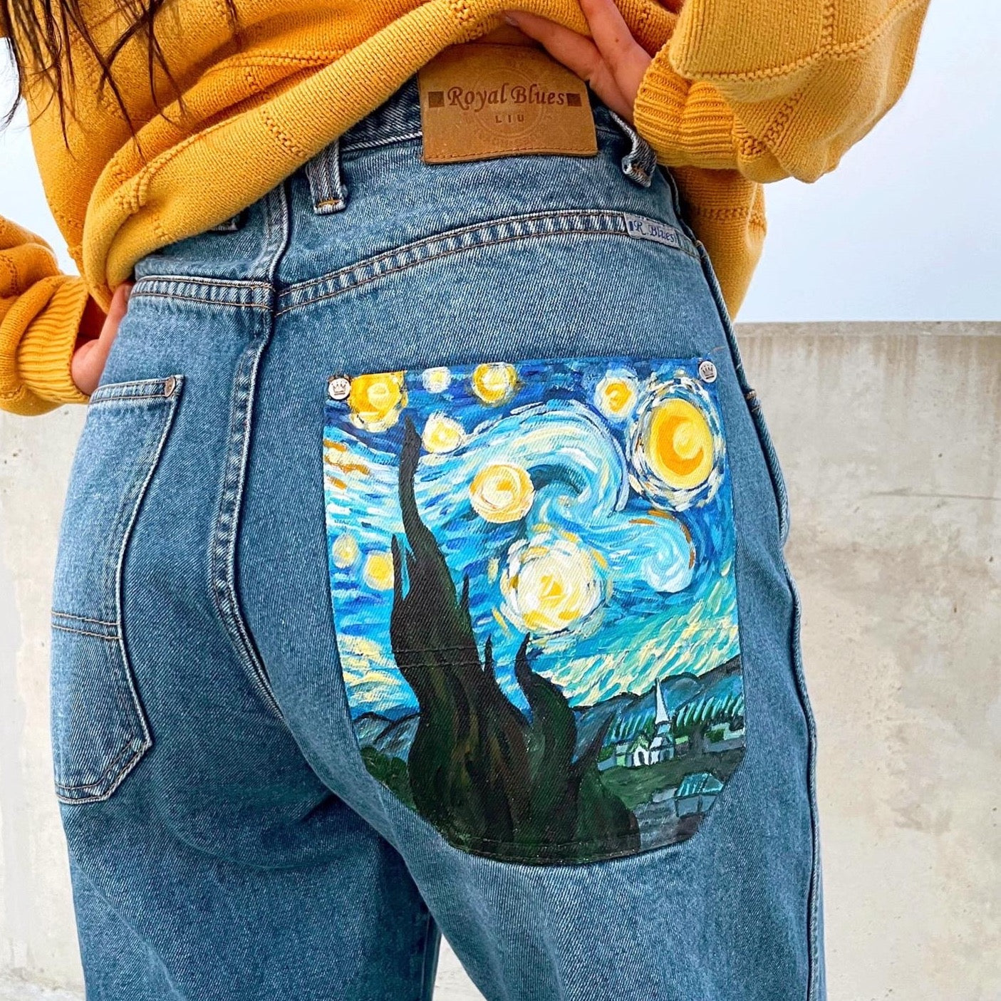 Van Gogh Starry Night Painted Jeans