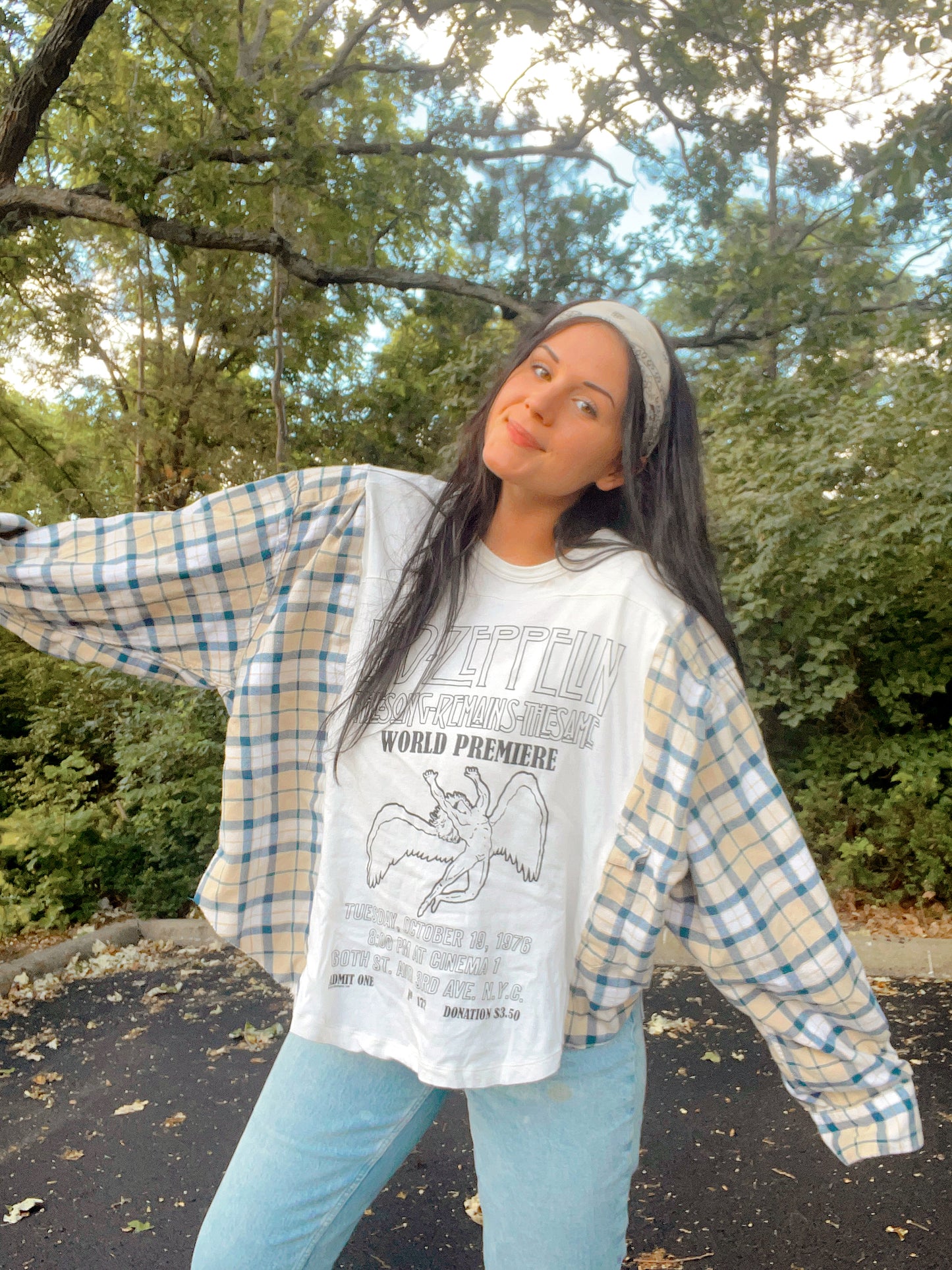 Led Zeppelin Flannel Tee Upcycle