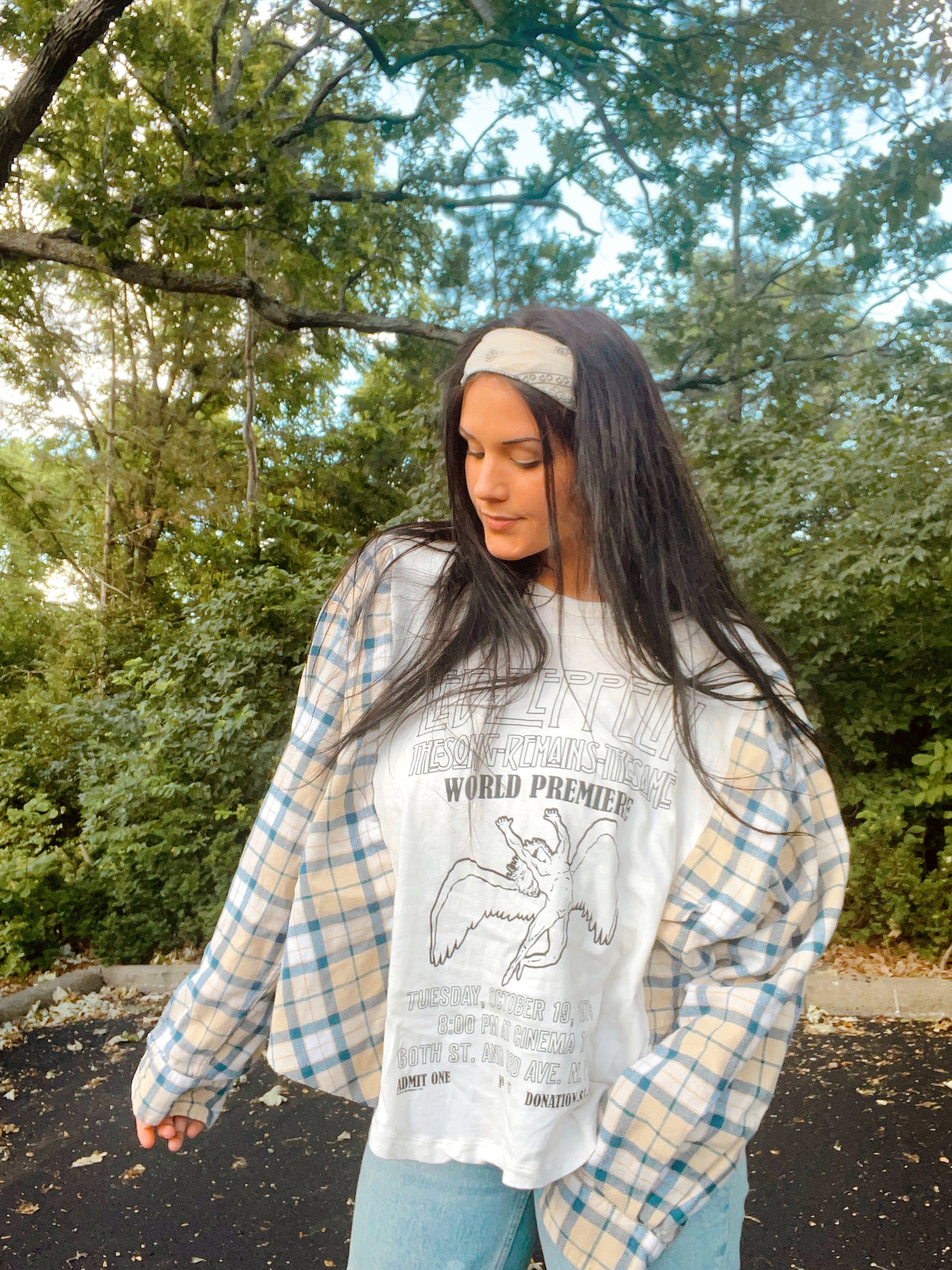 Led Zeppelin Flannel Tee Upcycle