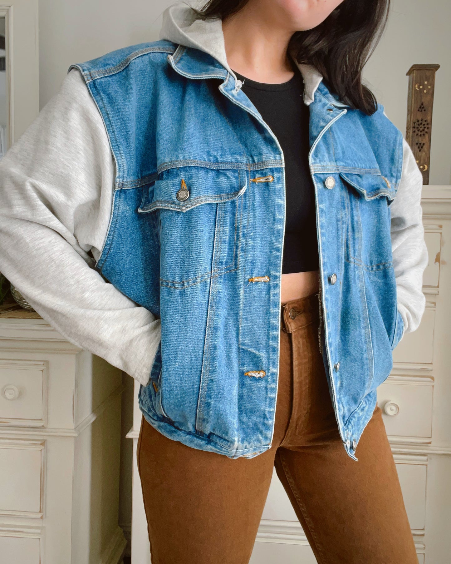 Vintage Denim Hoodie Jacket