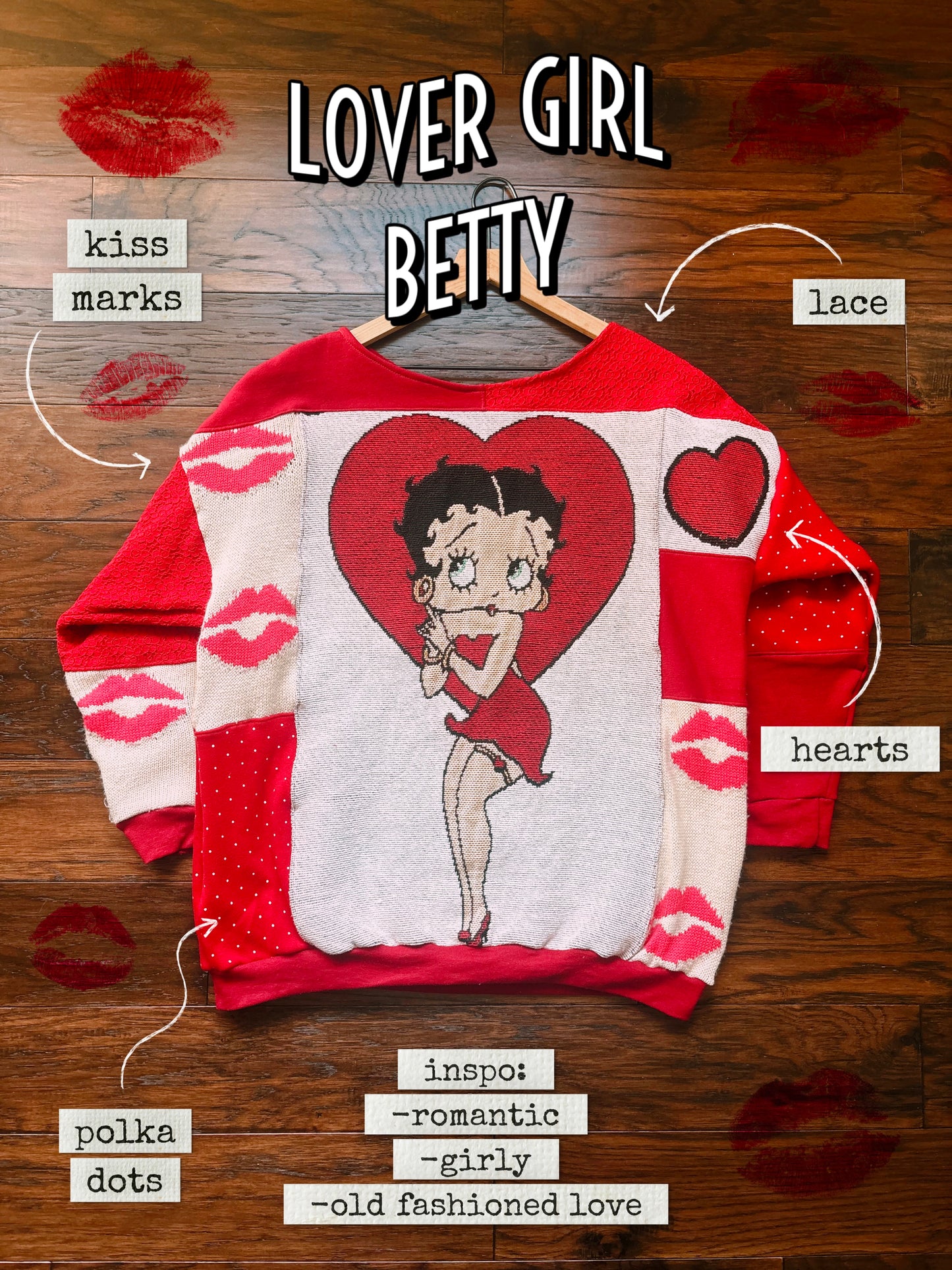 Upcycled Betty Boop Lover Girl Crewneck