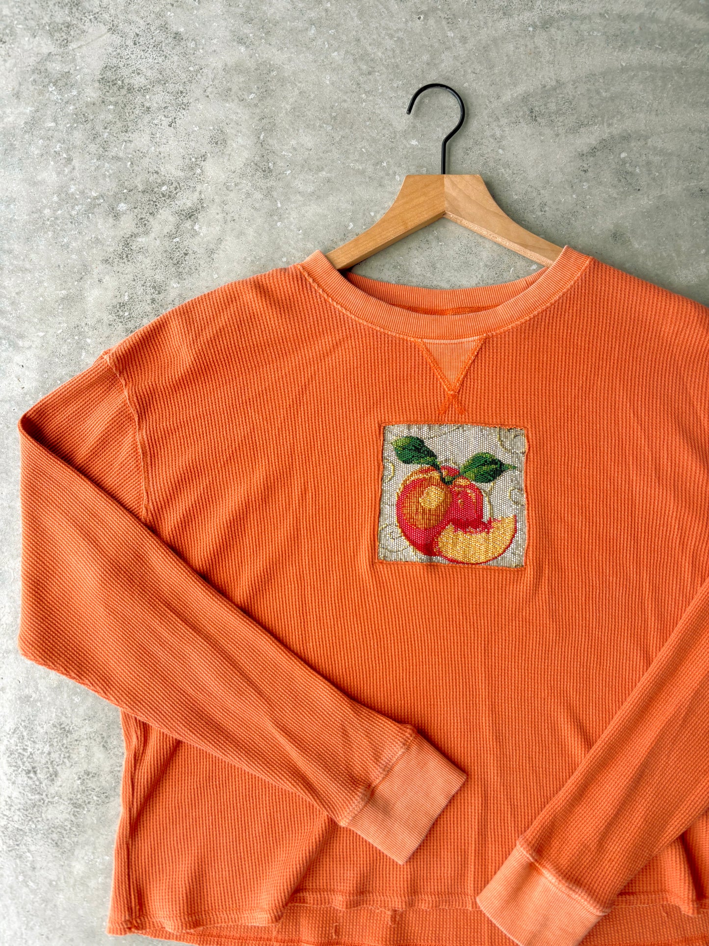 Upcycled Peach Waffle Knit Top