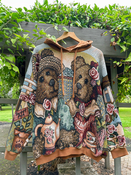 Upcycled Teddy Tea Party Hoodie 🧸🍵