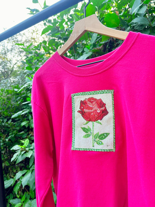 Upcycled Rose Sweatshirt 🌹