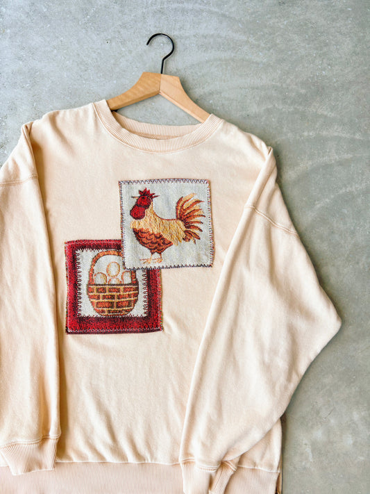 Upcycled Chicken & Eggs Crewneck