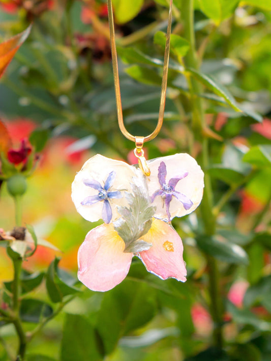 Preserved Flower Butterfly Necklace