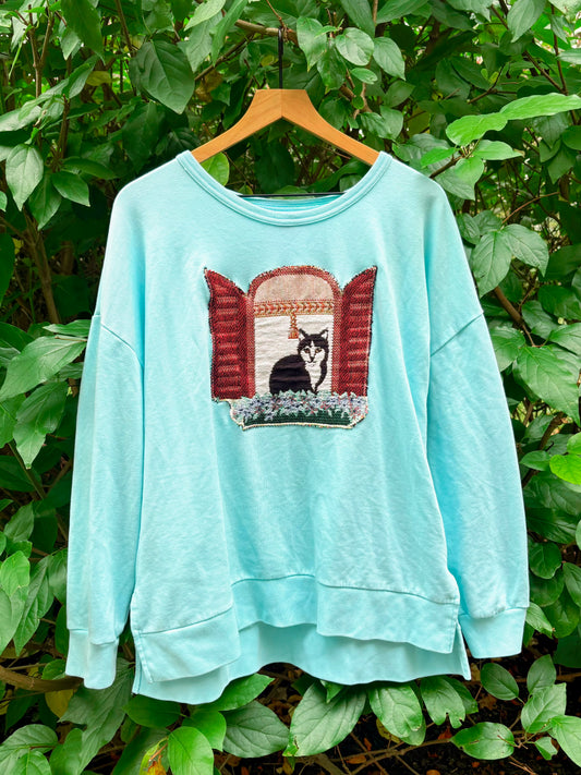 Upcycled Cat Crewneck 🐈‍⬛