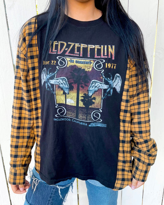 Led Zeppelin Upcycled Flannel Tee