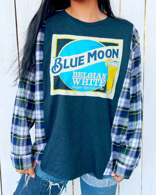 Blue Moon Upcycled Flannel Tee