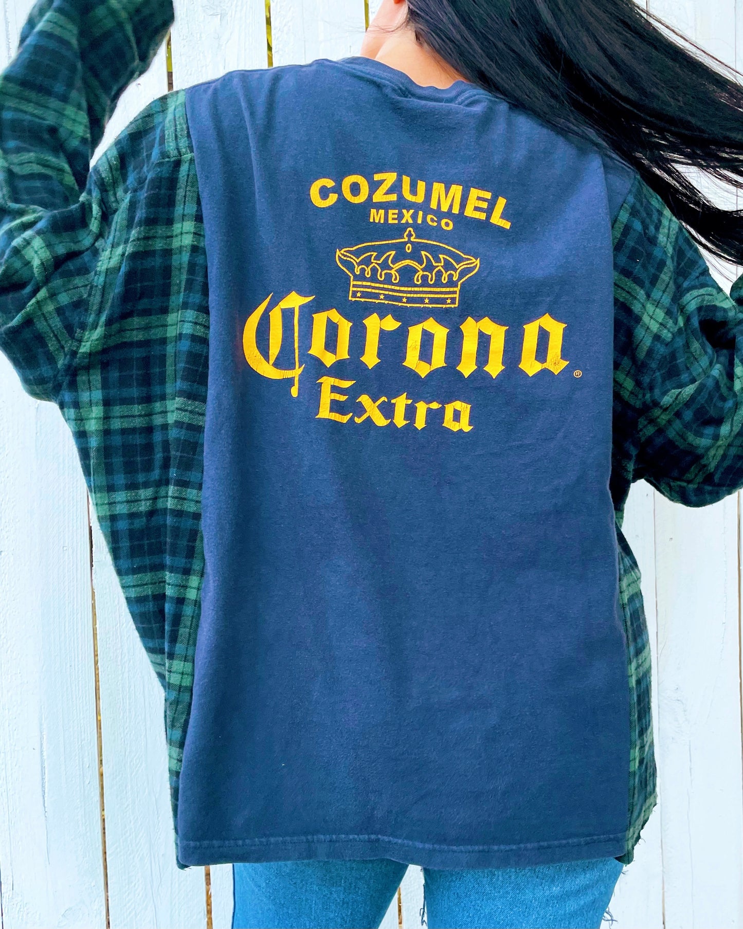 Corona Extra Upcycled Flannel Tee