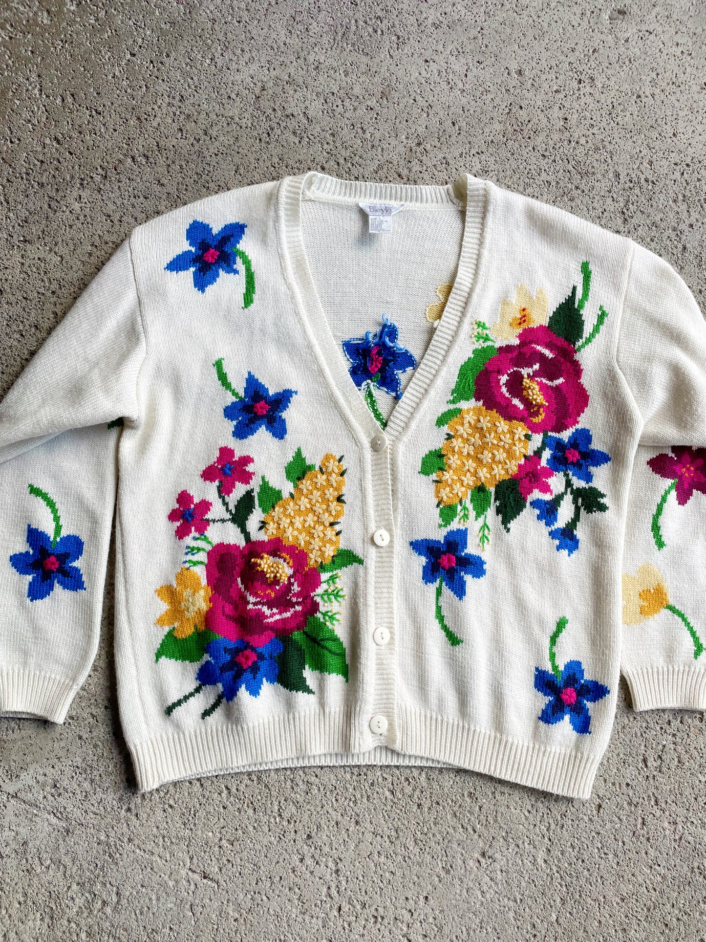 Vintage Floral Sweater Cardigan