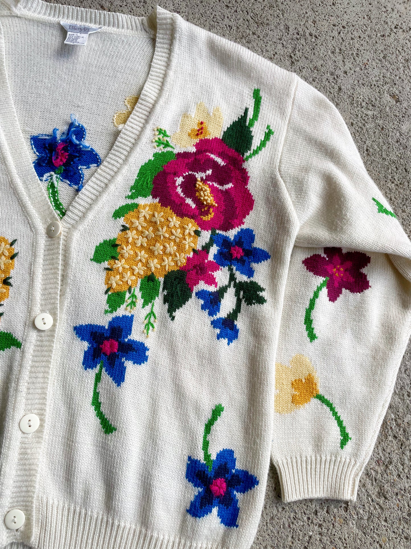 Vintage Floral Sweater Cardigan