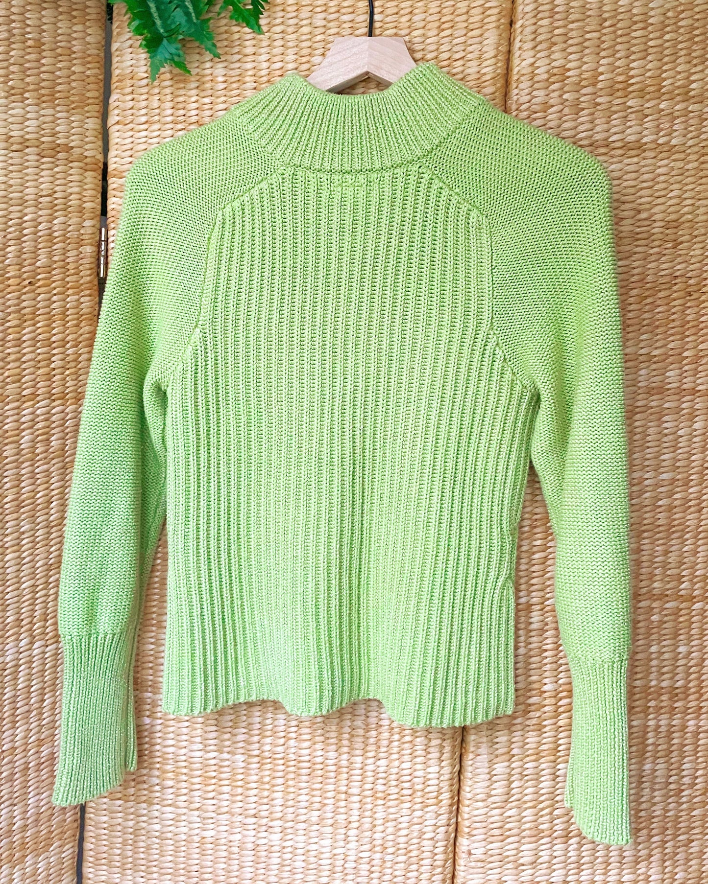 Y2K Green Zip-Up Sweater