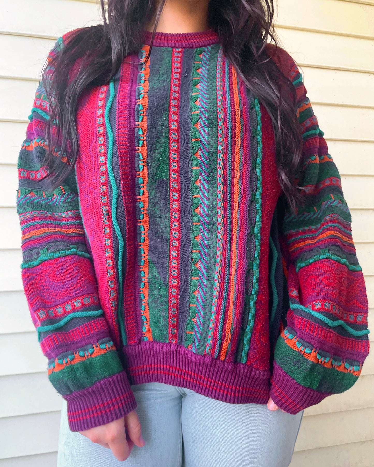 Rainbow Coogi-Style Sweater