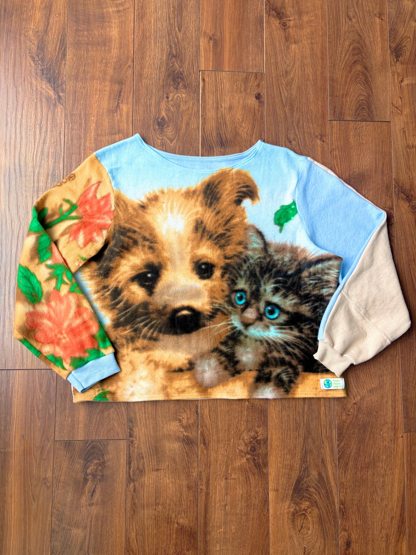 One-of-a-Kind Upcycled Puppy & Kitten Crewneck