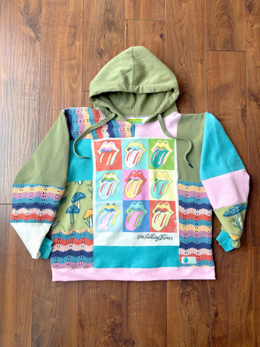 One-of-a-Kind Upcycled Rolling Stones Hoodie