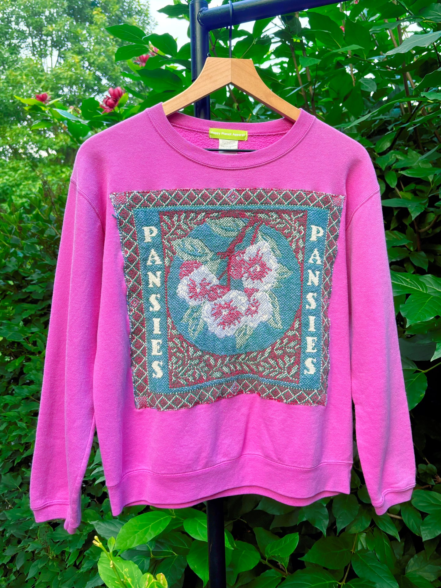 Upcycled Pansies Crewneck🌸