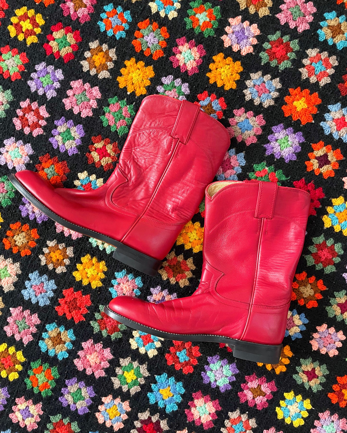 90s Red Leather Boots