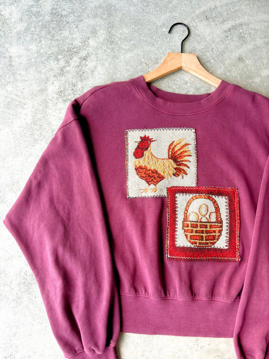Upcycled Chicken & Eggs Crewneck
