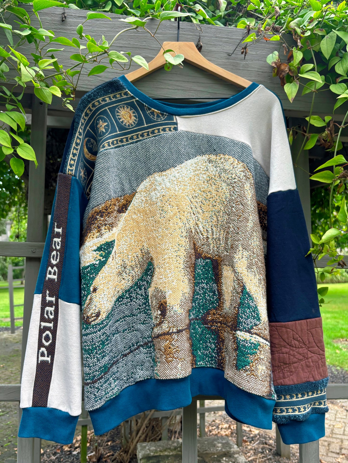 Upcycled Polar Bear Crewneck🐻‍❄️🌌