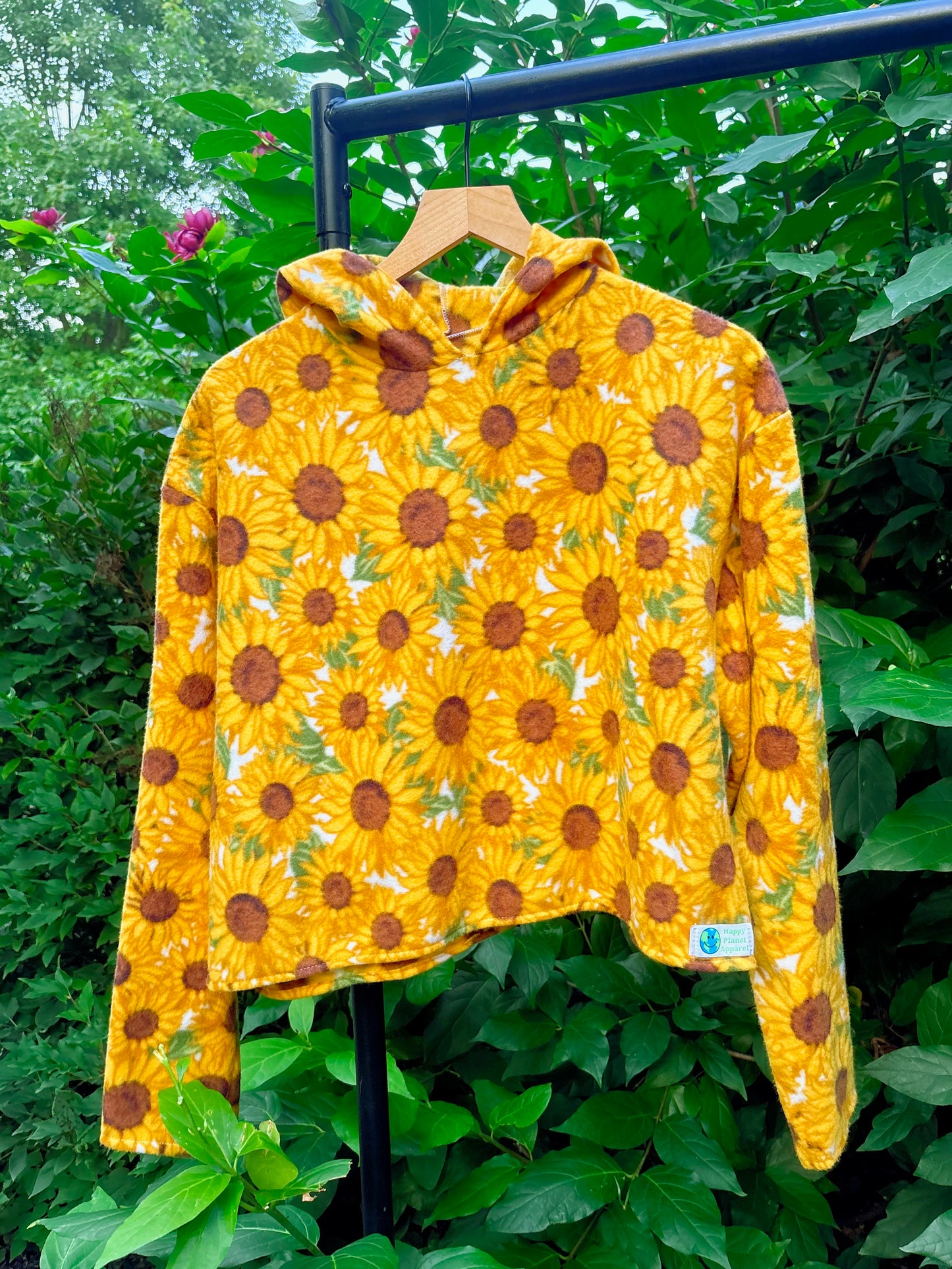 Upcycled Sunflower Blanket Cropped Hoodie🌻