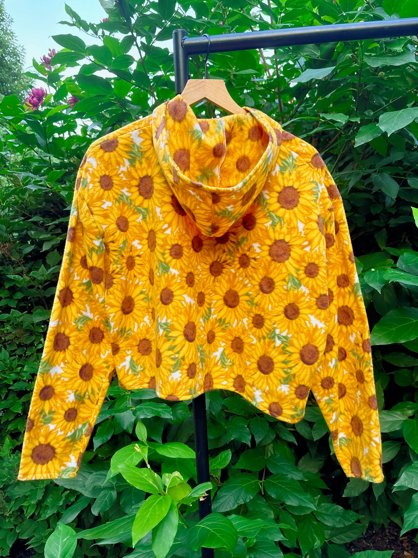 Upcycled Sunflower Blanket Cropped Hoodie🌻