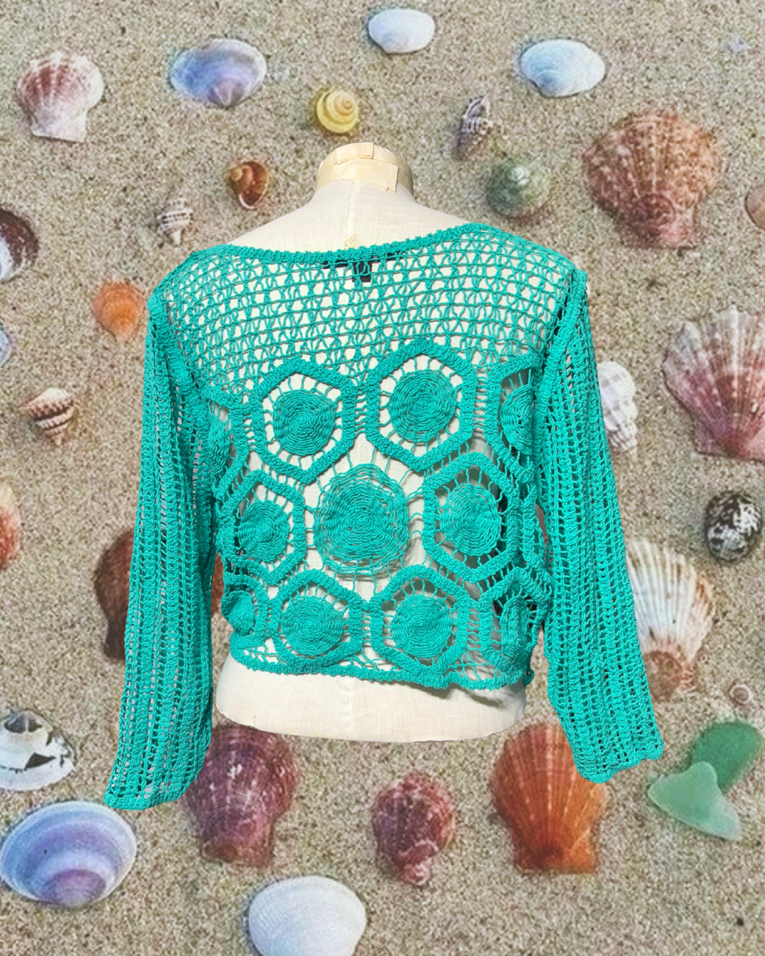 Turquoise Crochet Cardigan