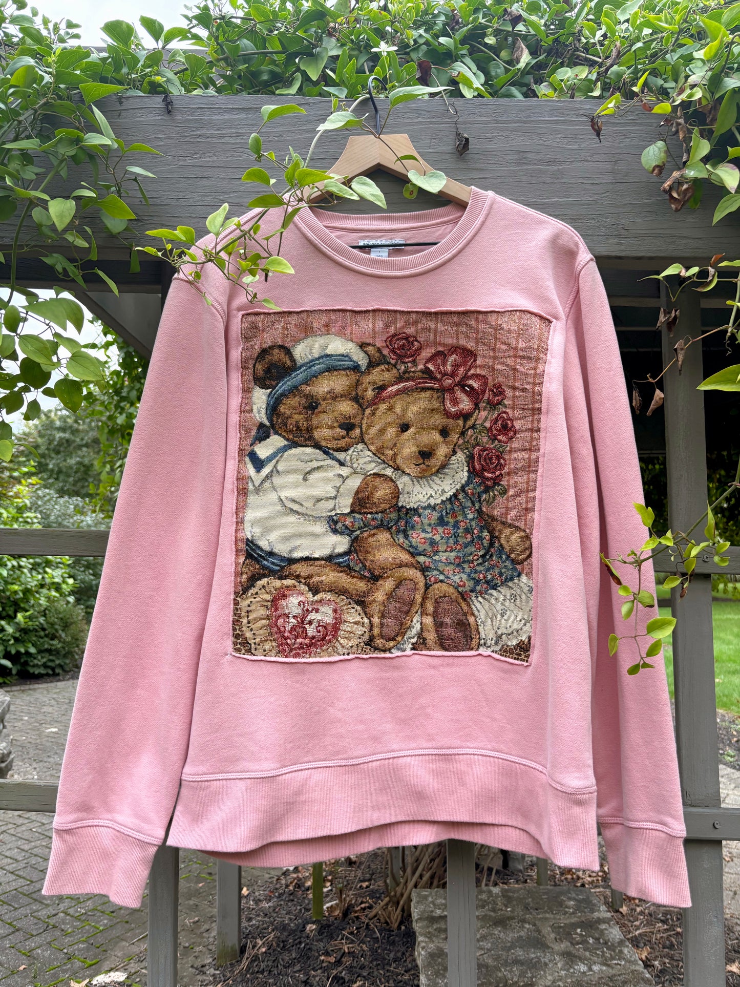 Upcycled Teddy Lovers Crewneck 🧸🌹